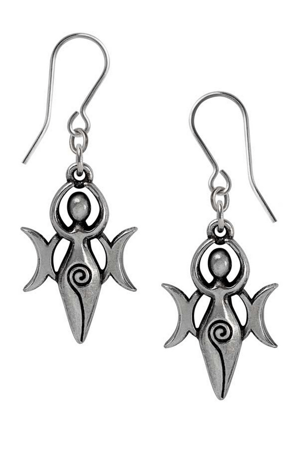 Celtic Goddess Danu Earrings - Wiccan Triple Moon Symbol