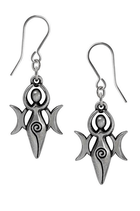 Celtic Goddess Danu Earrings - Wiccan Triple Moon Symbol