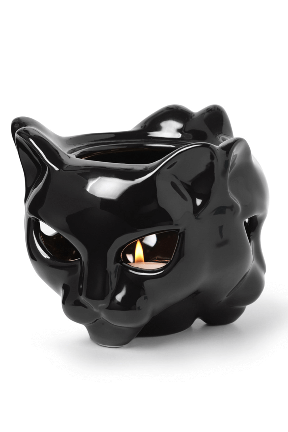 Ceramic Cat Head Mug and Tealight Warmer in Black