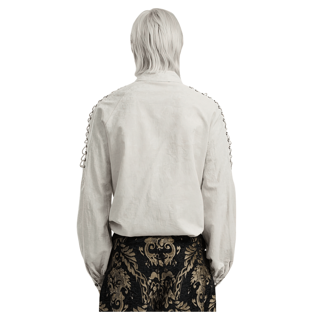 Chain Embellished Gothic Linen Shirt for Men