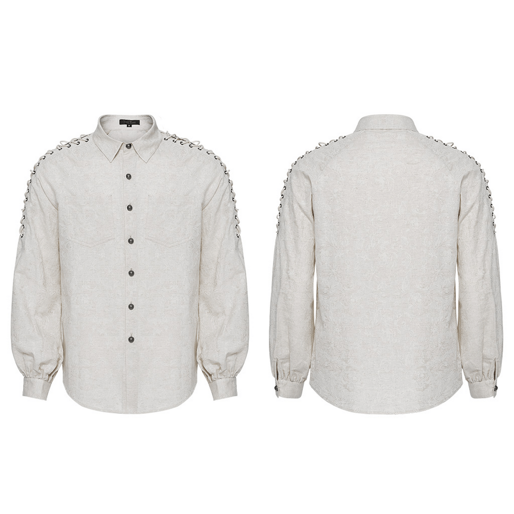 Chain Embellished Gothic Linen Shirt for Men