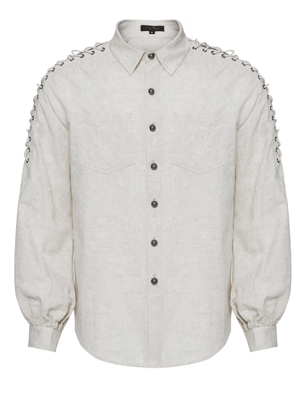 Chain Embellished Gothic Linen Shirt for Men