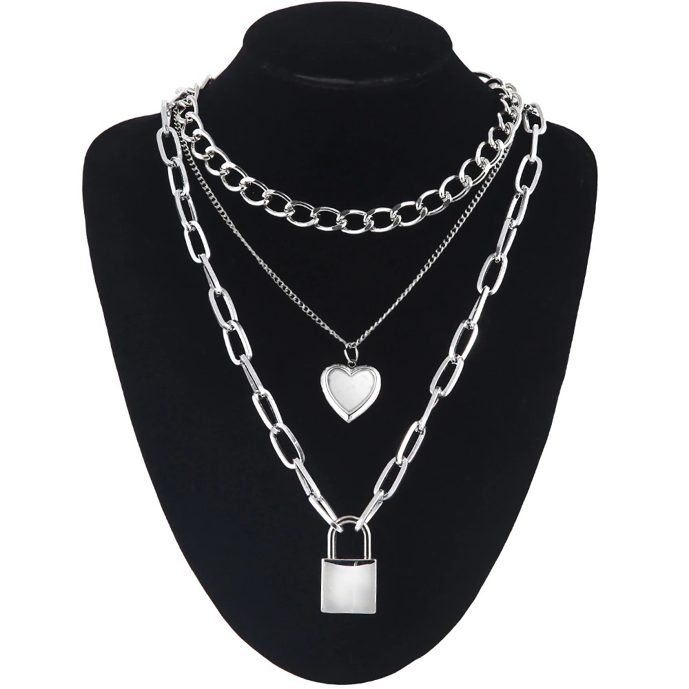 Chain Necklace with Heart for Women / Fashion Aesthetic Layered Necklace