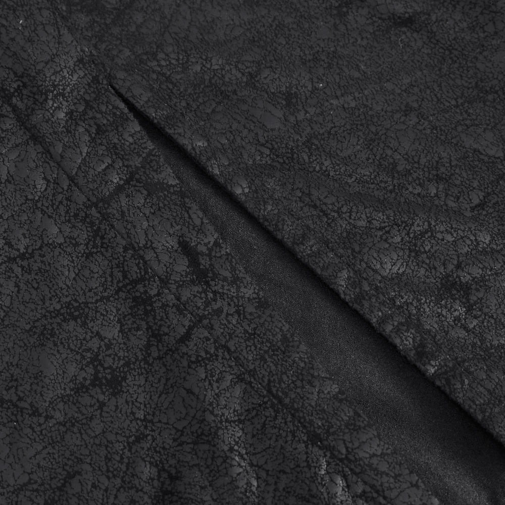 Chic Black Faux Leather Buckled Long Skirt With Slit