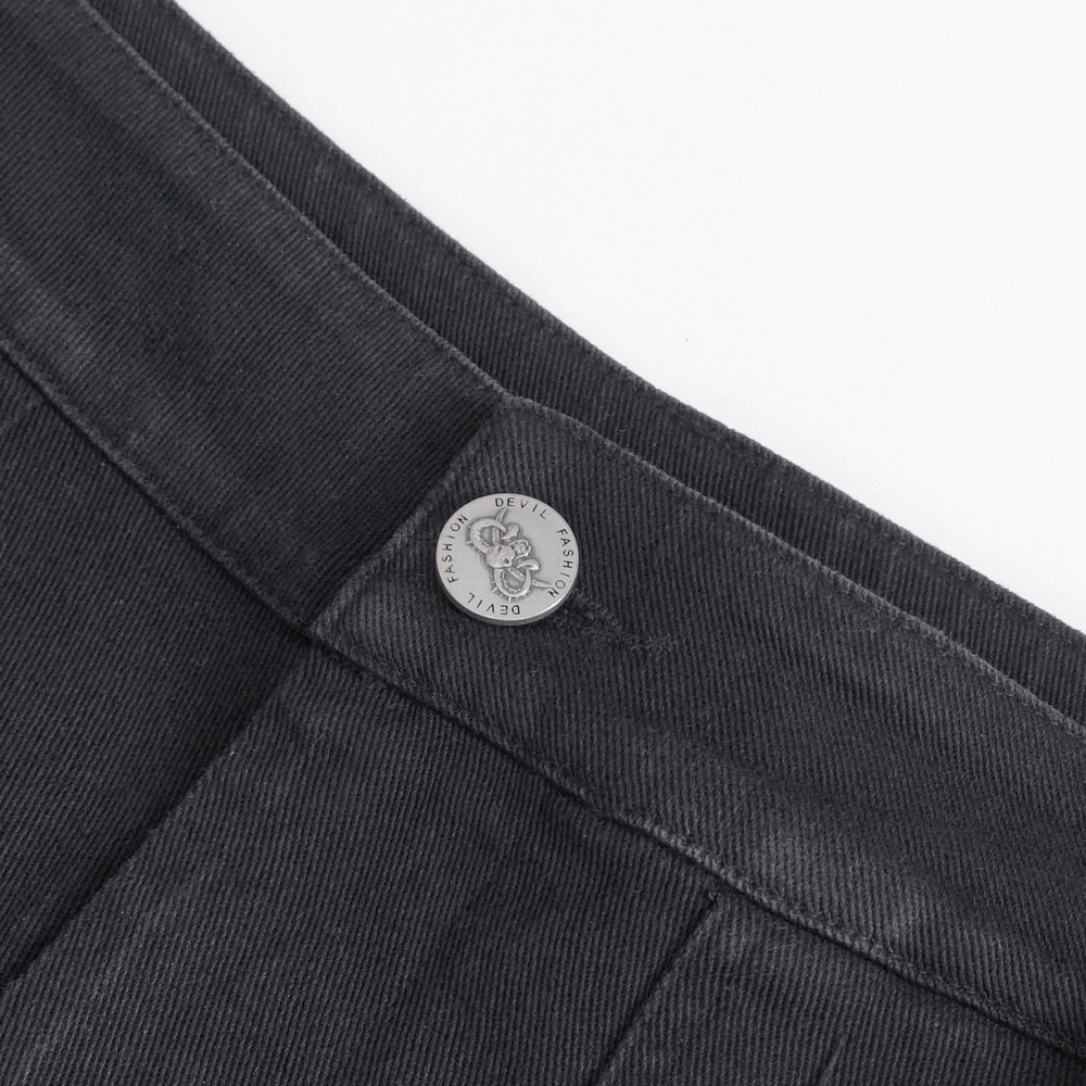 Chic Black Studded Ripped Jeans with Buckle Details