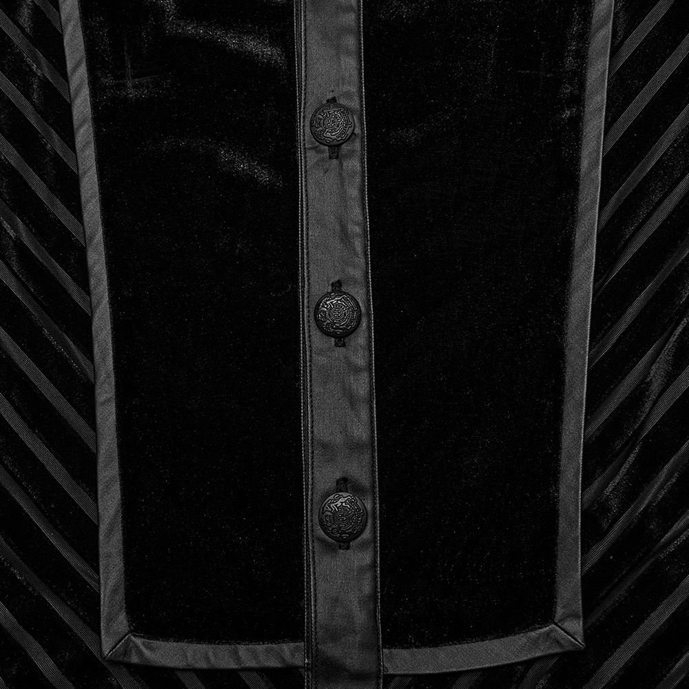 Chic Black Tactical Striped Velvet Men's Shirt