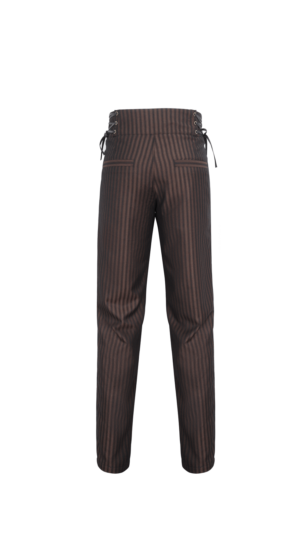 Chic Brown Striped Trousers with Lace-Up Sides