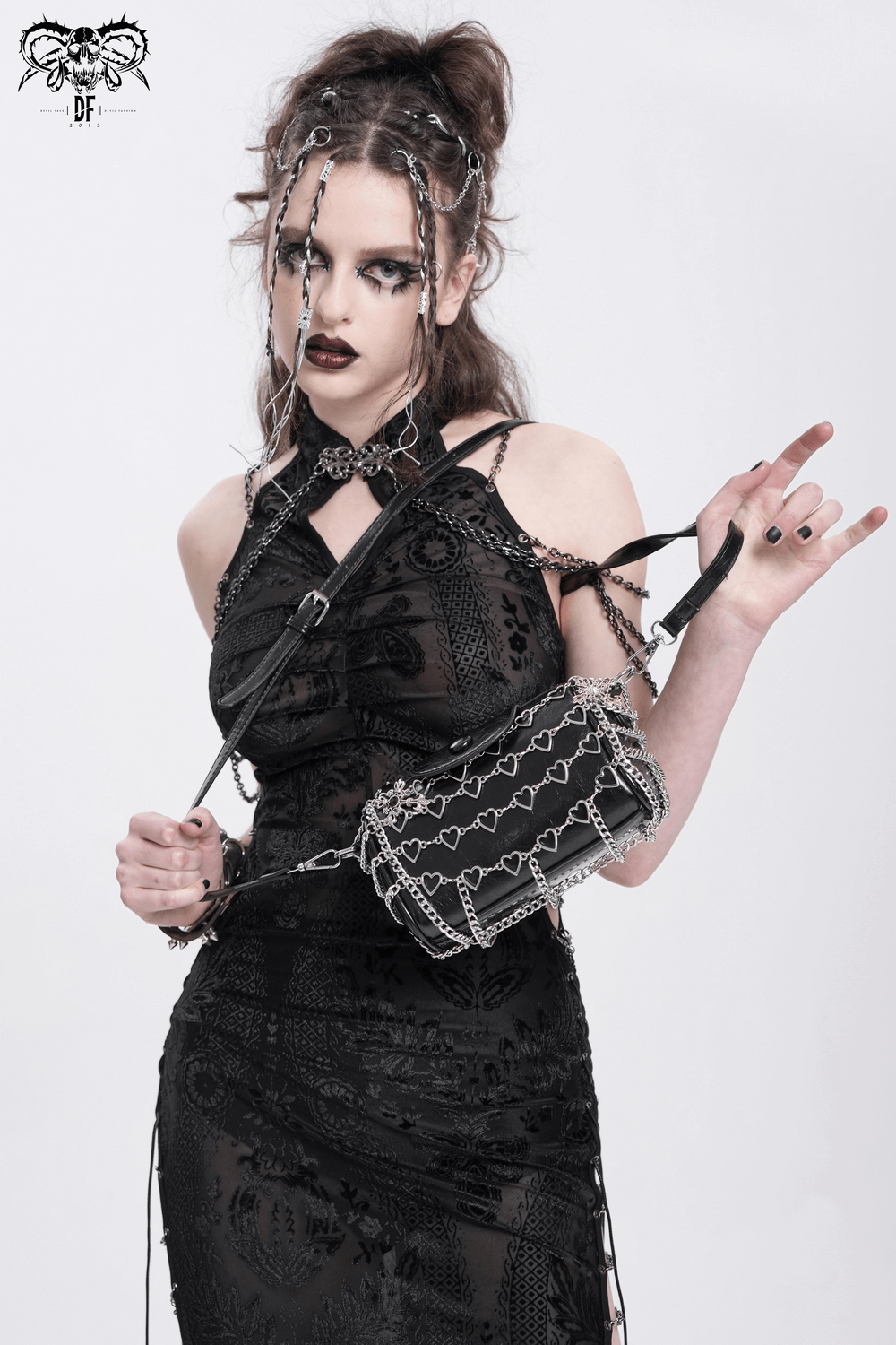 Chic Heart Pattern Chain Crossbody Bag for Women