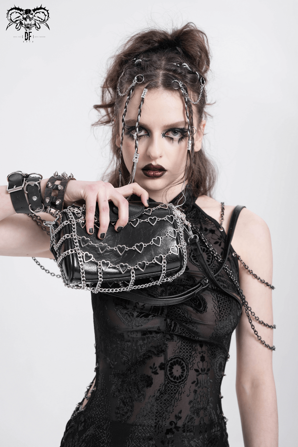 Chic Heart Pattern Chain Crossbody Bag for Women