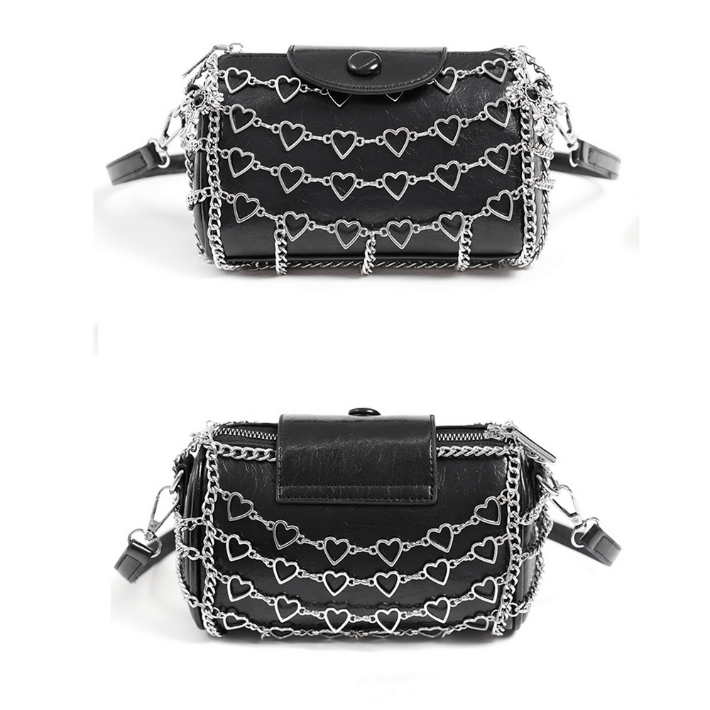 Chic Heart Pattern Chain Crossbody Bag for Women