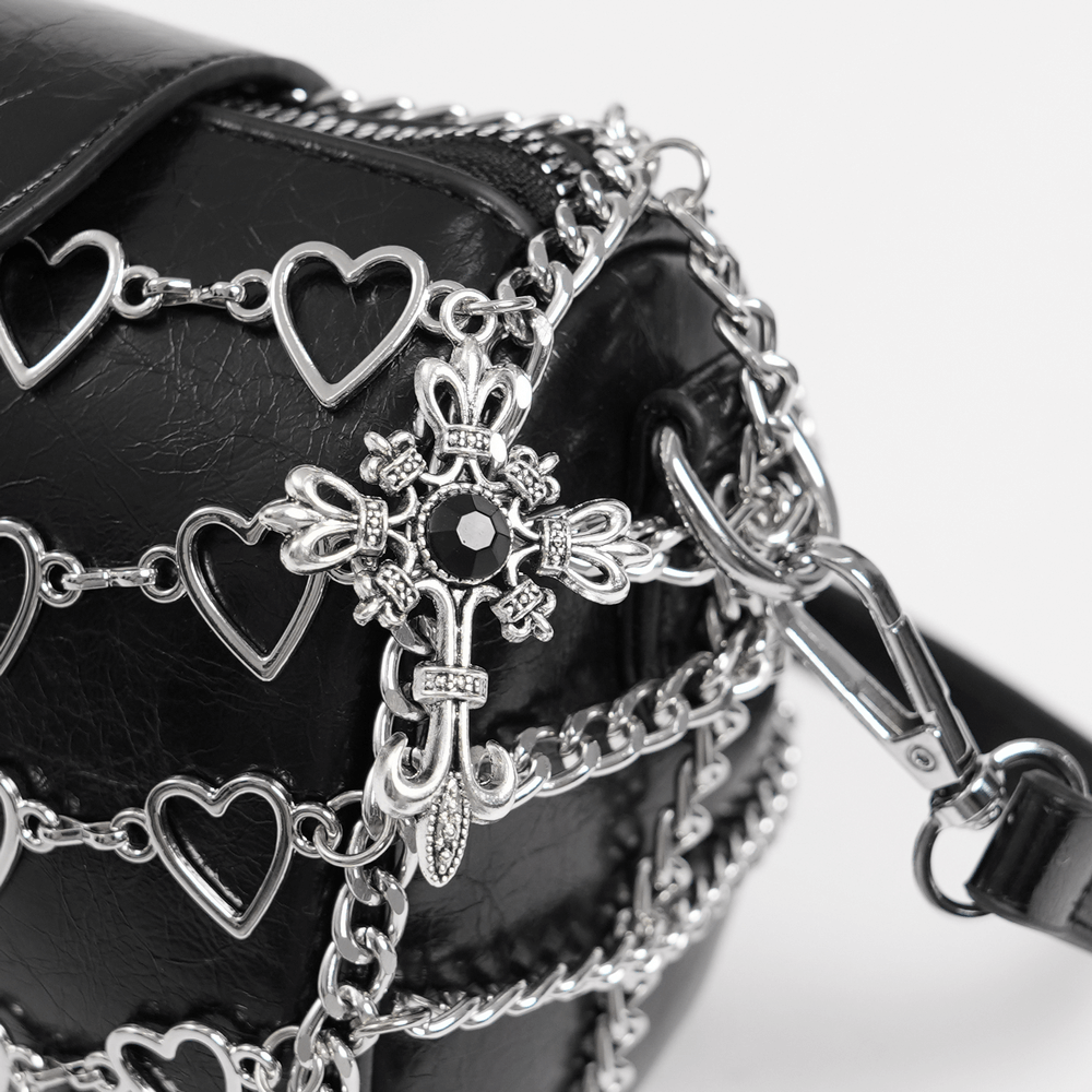 Chic Heart Pattern Chain Crossbody Bag for Women