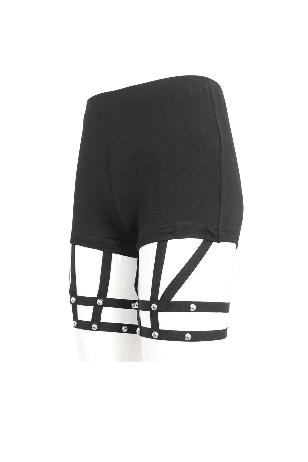 Chic High-Waisted Garter Shorts with Rivets for Women