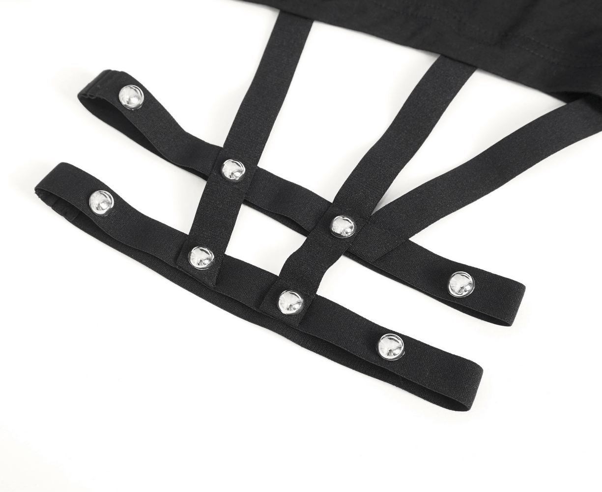 Chic High-Waisted Garter Shorts with Rivets for Women