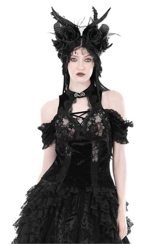 Chic Lace Off-the-Shoulder Top with Intricate Patterns