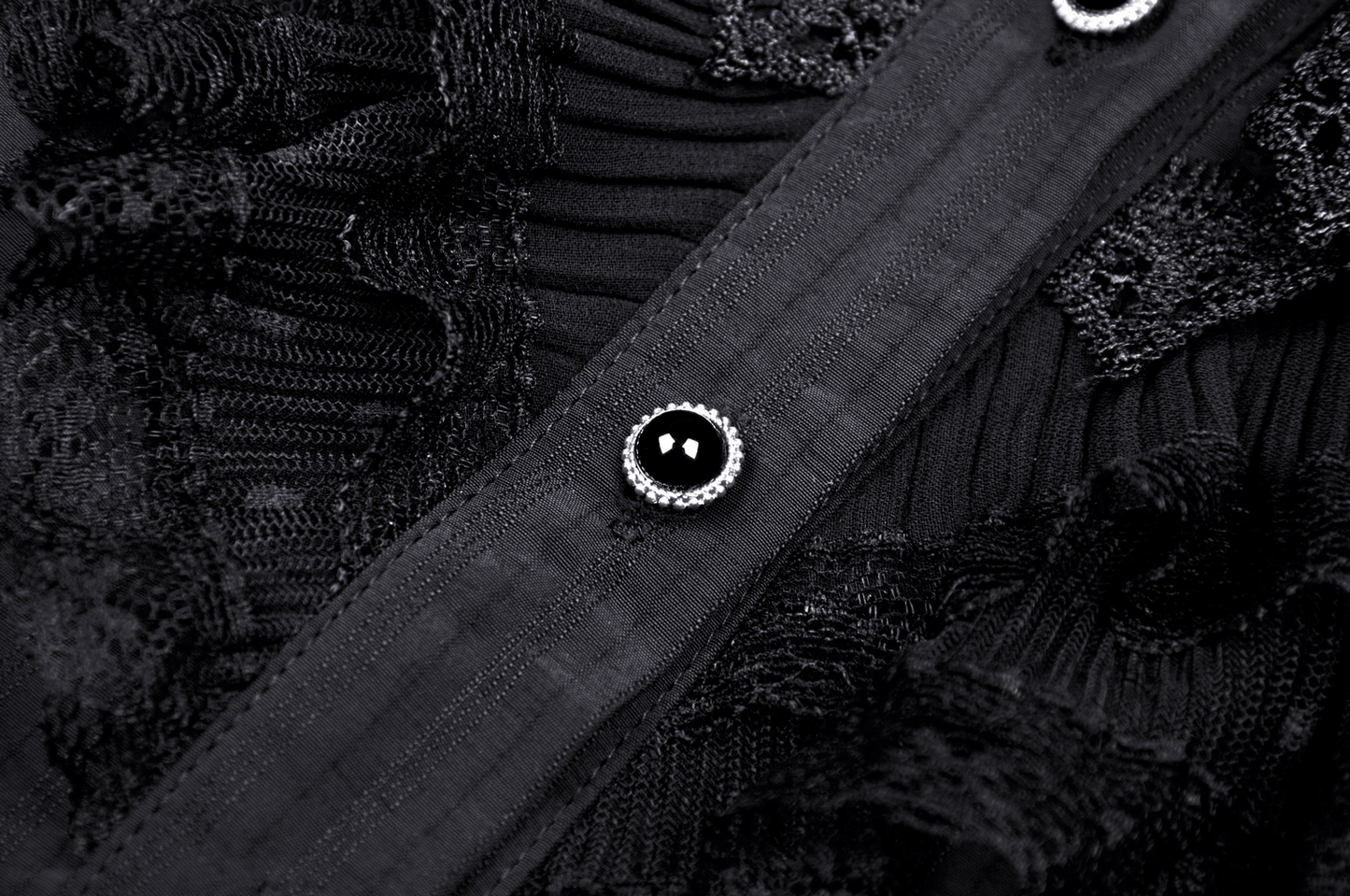 Chic Lace-Trimmed Gothic Blouse With Puff Sleeves