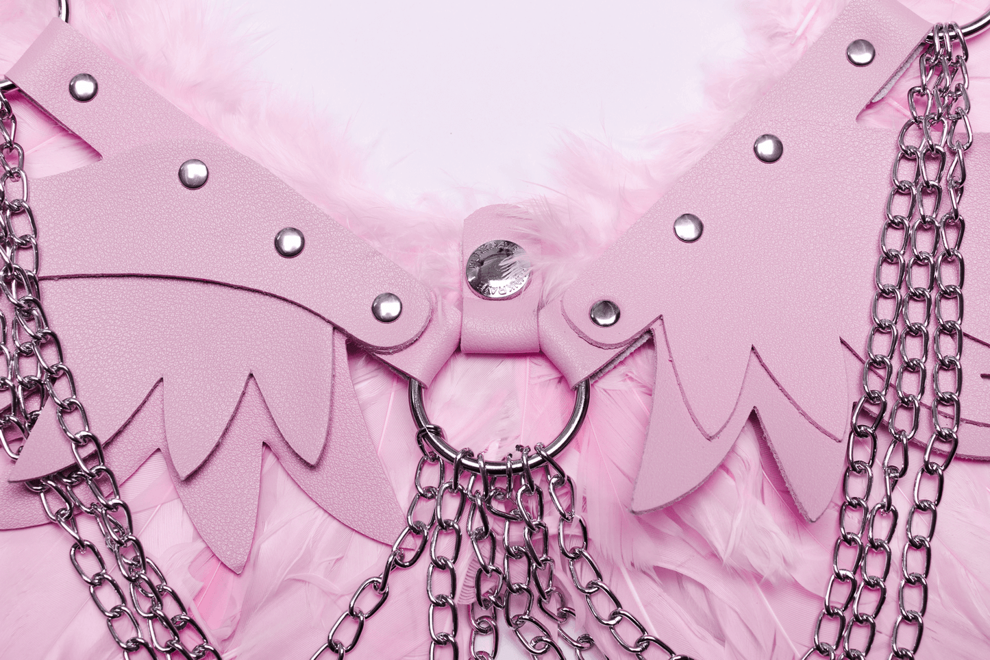 Chic Pink Angel Wings with Silver Chains Harness
