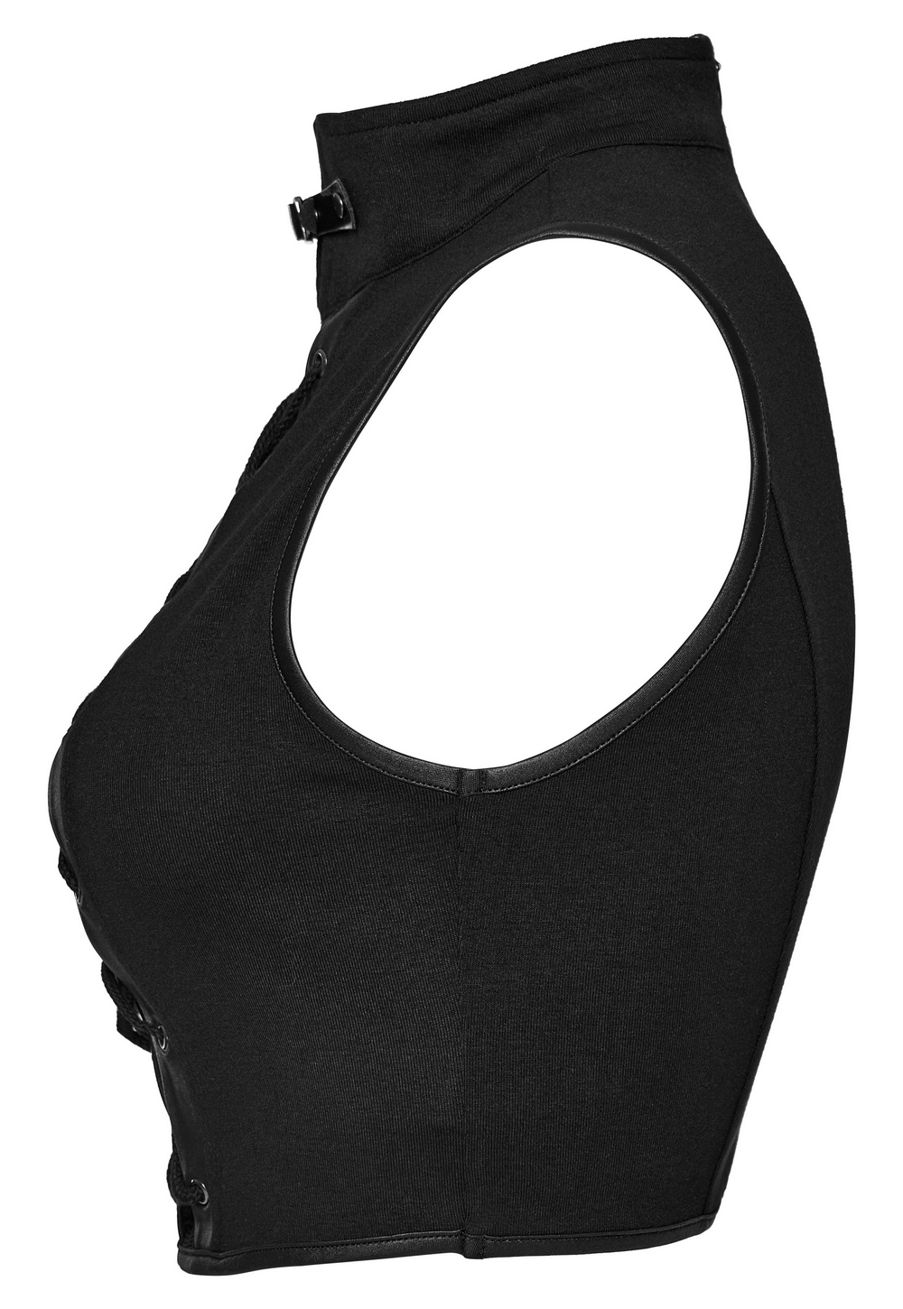 Chic Punk Lace-up Crop Top with Buckle and Mesh