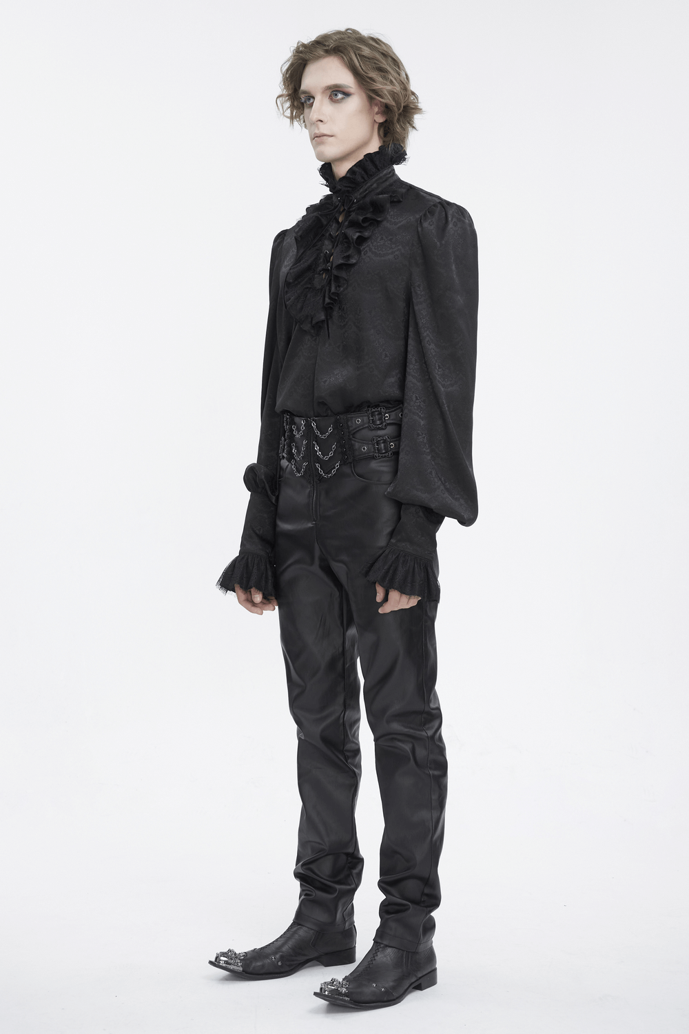 Chic Victorian Black Lace Shirt with Tassel Sleeves