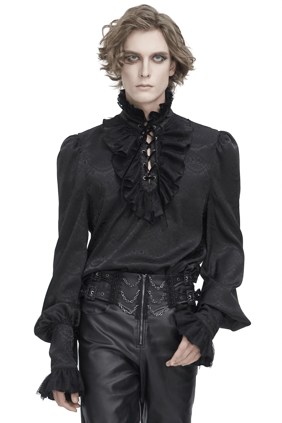 Chic Victorian Black Lace Shirt with Tassel Sleeves