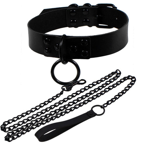 Choker For Women and Men / Goth Black Sexy Metal Chain Slave Bondage Collar Necklace