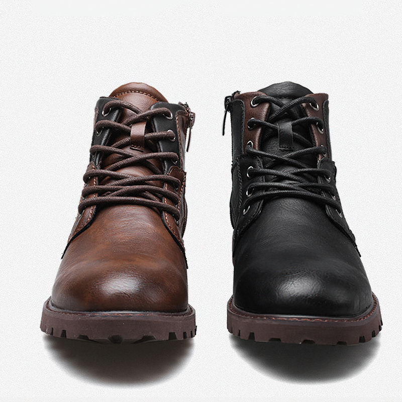 Classic Boots for Men in Rock Style / Handmade Ankle Lace Up Waterproof Shoes