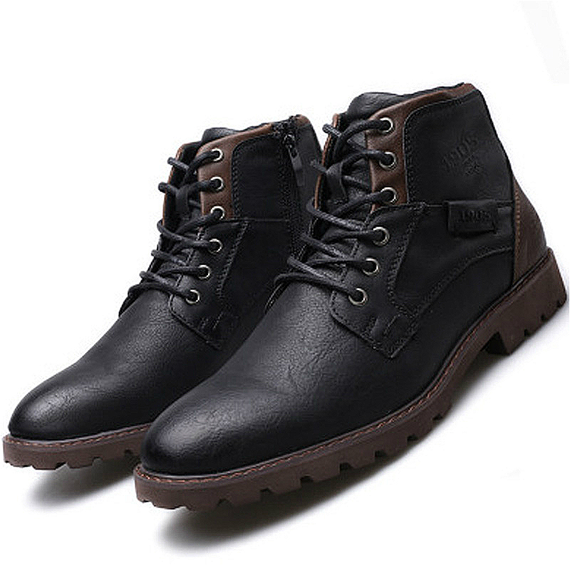 Classic Boots for Men in Rock Style / Handmade Ankle Lace Up Waterproof Shoes