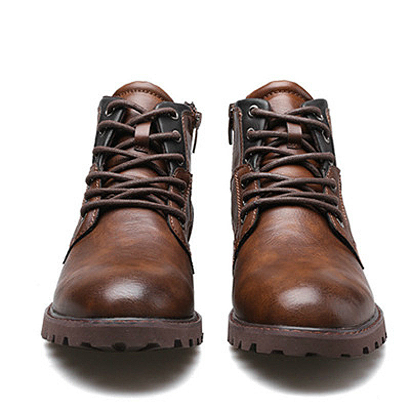 Classic Boots for Men in Rock Style / Handmade Ankle Lace Up Waterproof Shoes