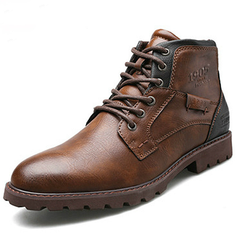 Classic Boots for Men in Rock Style / Handmade Ankle Lace Up Waterproof Shoes