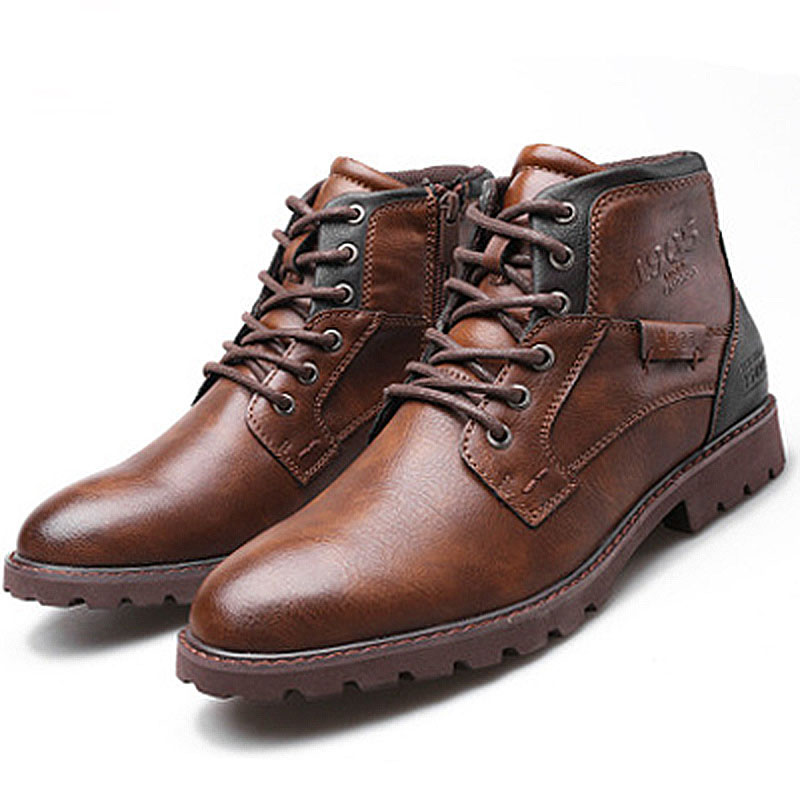 Classic Boots for Men in Rock Style / Handmade Ankle Lace Up Waterproof Shoes