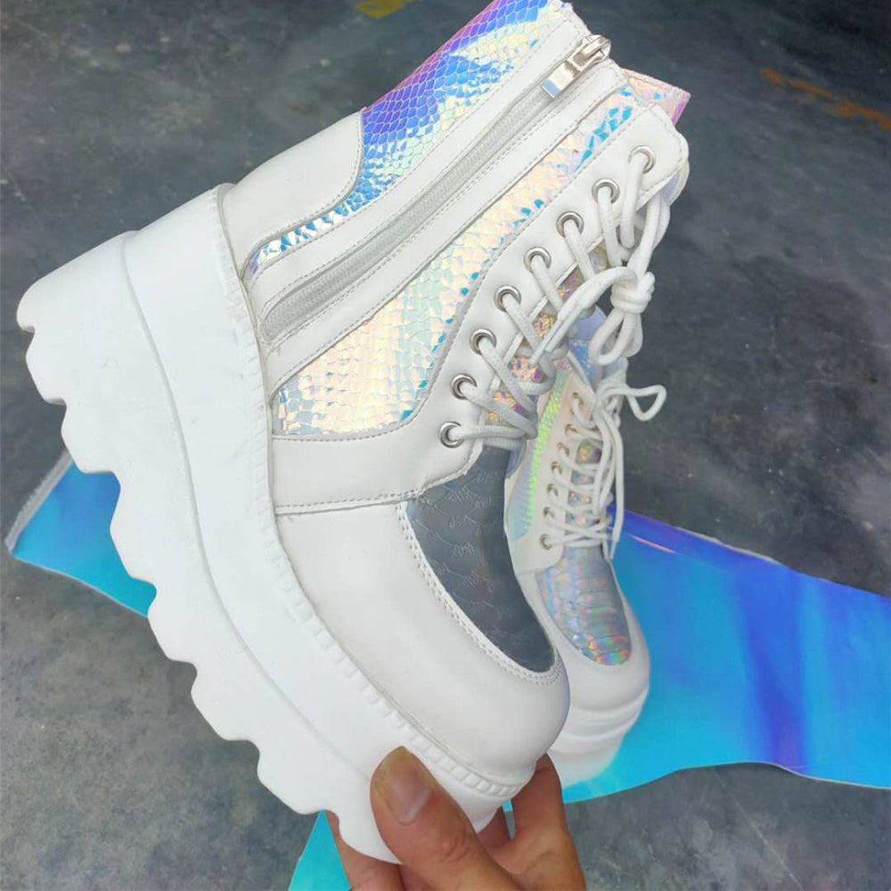 Classic Colorful Wedges Women's Platform Ankle Boots / High Heels Rock Chicks Shoes