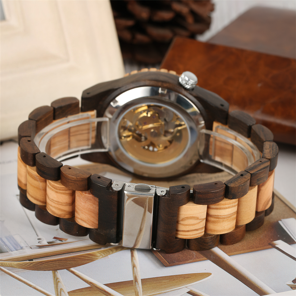 Classic Hollow Out Automatic-self-winding Mechanical Wooden Watch for Men
