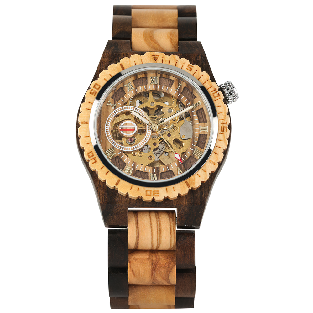Classic Hollow Out Automatic-self-winding Mechanical Wooden Watch for Men
