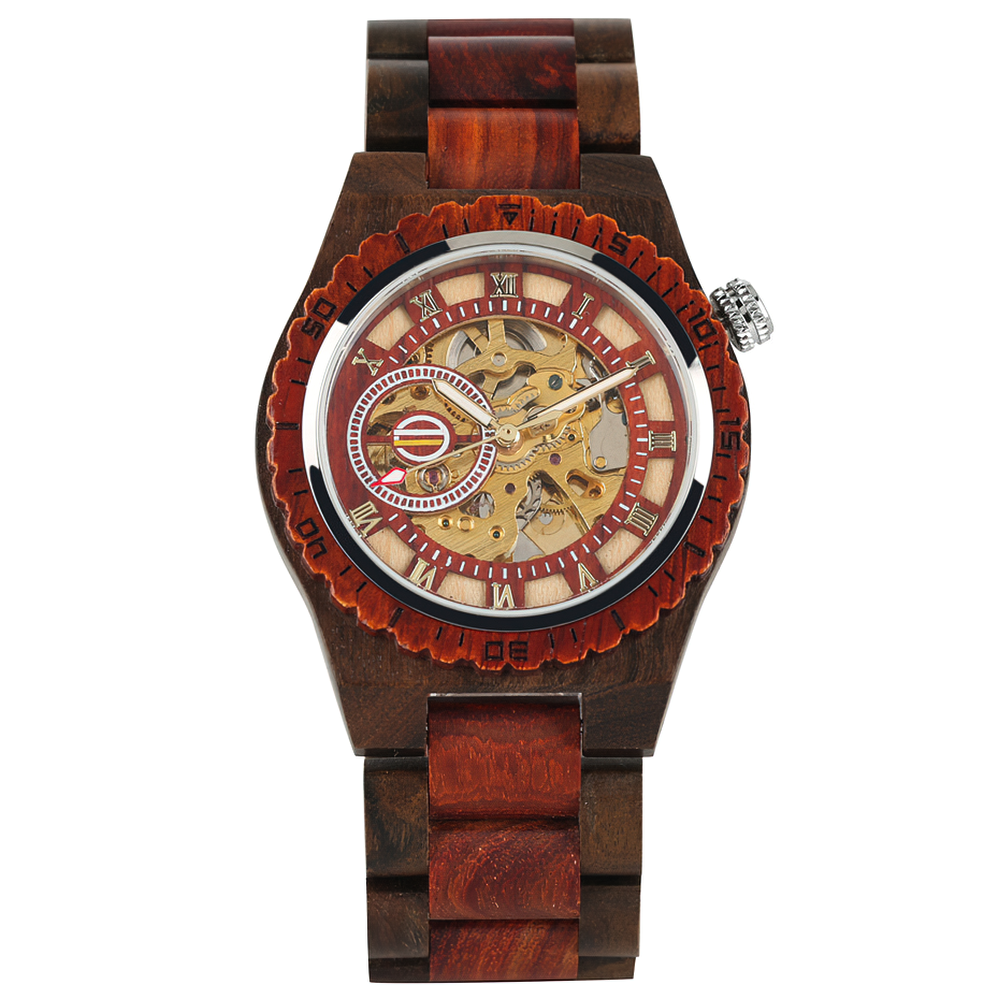 Classic Hollow Out Automatic-self-winding Mechanical Wooden Watch for Men