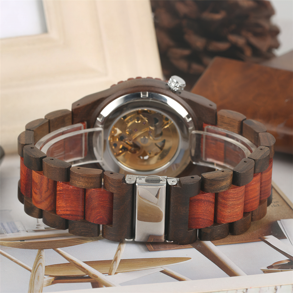Classic Hollow Out Automatic-self-winding Mechanical Wooden Watch for Men