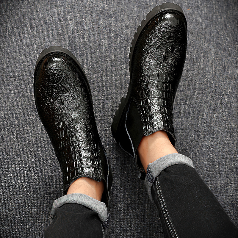 Classic Mens PU Leather Ankle Boots / Business Warm Shoes for Men