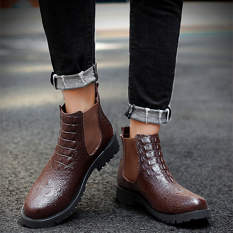 Classic Mens PU Leather Ankle Boots / Business Warm Shoes for Men