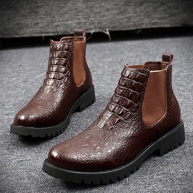 Classic Mens PU Leather Ankle Boots / Business Warm Shoes for Men