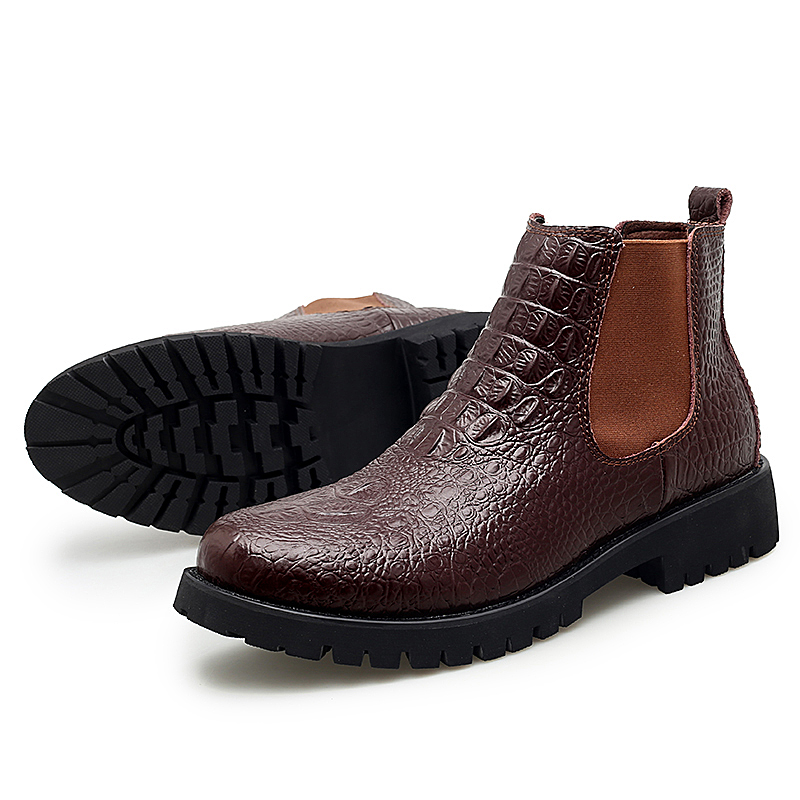 Classic Mens PU Leather Ankle Boots / Business Warm Shoes for Men