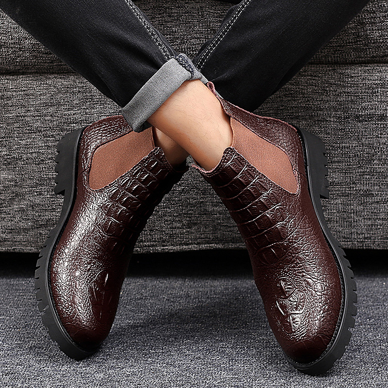 Classic Mens PU Leather Ankle Boots / Business Warm Shoes for Men