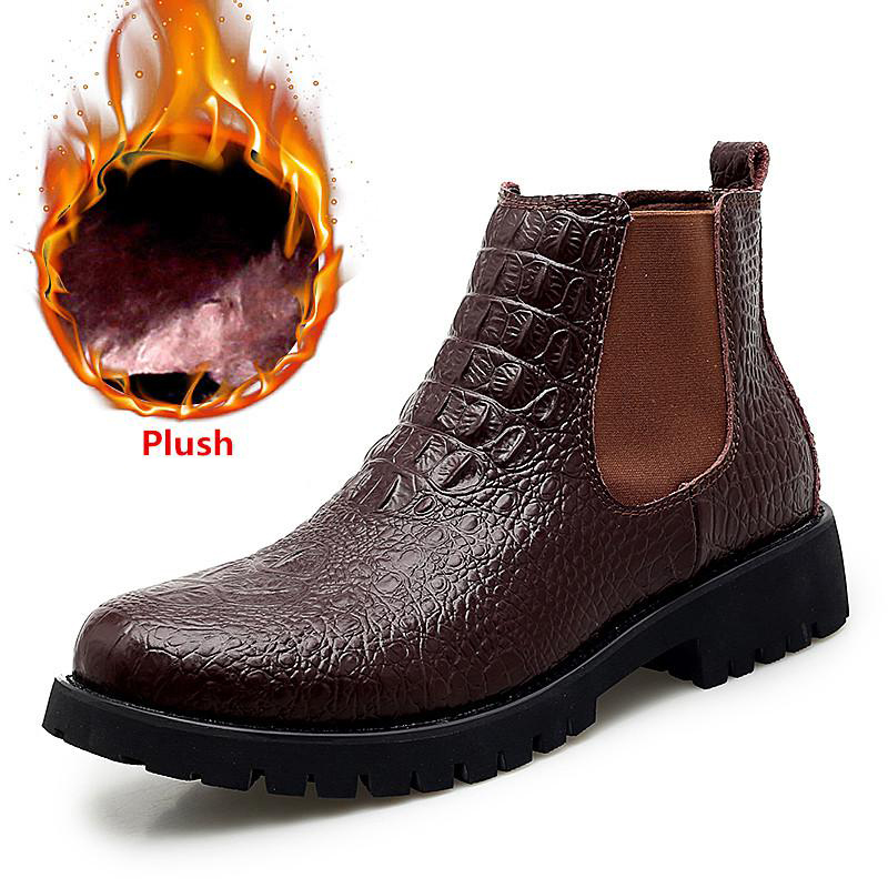 Classic Mens PU Leather Ankle Boots / Business Warm Shoes for Men