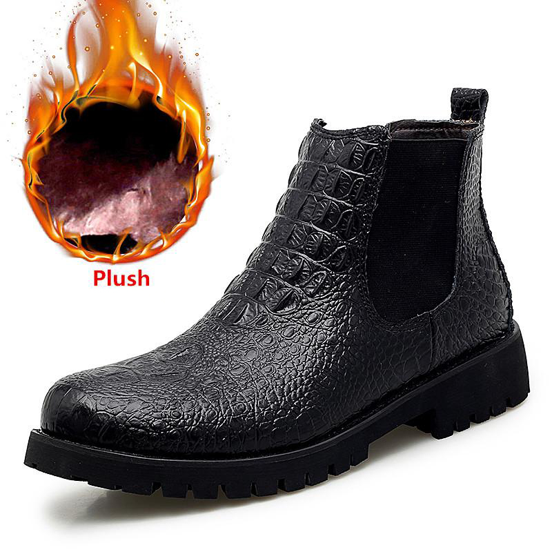 Classic Mens PU Leather Ankle Boots / Business Warm Shoes for Men