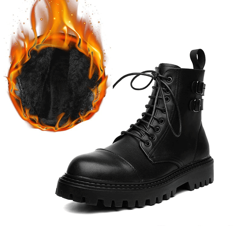 Lace Up Ankle Boots / Men's PU Leather Work Black Boots