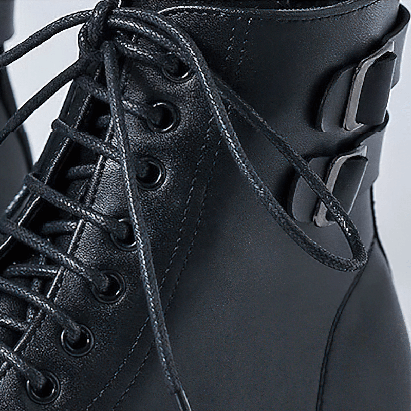 Lace Up Ankle Boots / Men's PU Leather Work Black Boots