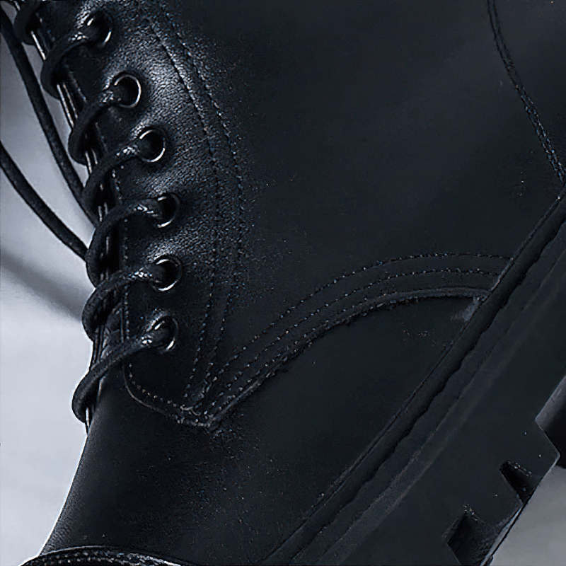 Lace Up Ankle Boots / Men's PU Leather Work Black Boots