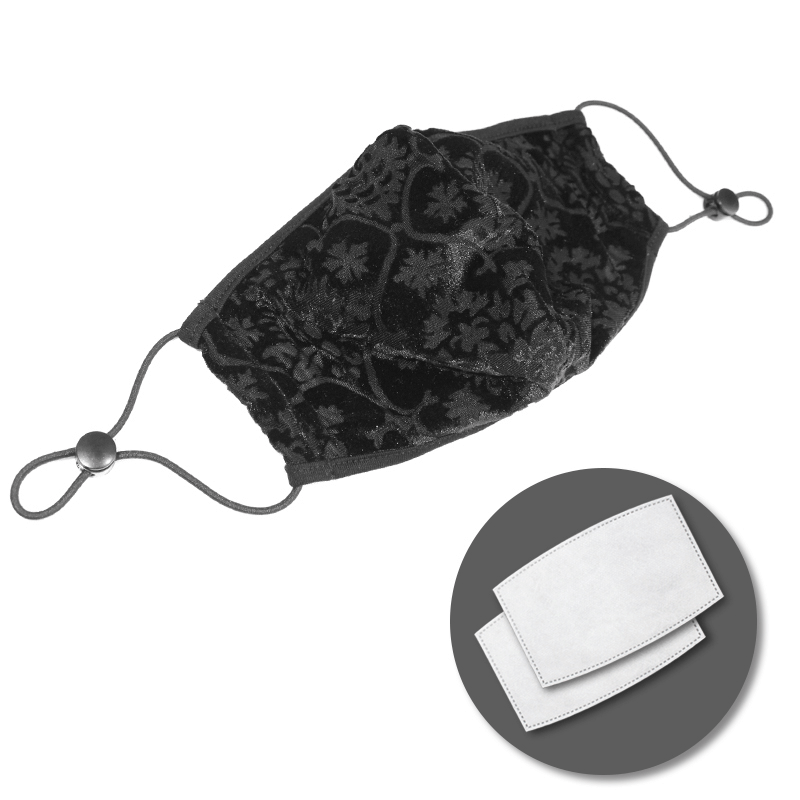 Mask with Elegant Baroque Patterns / Gothic Black Unisex Mask with Adjustable Elastic Cord