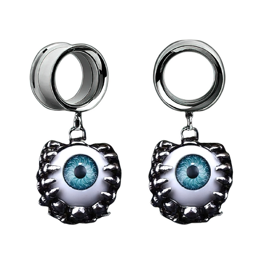 Cool 2PC Unisex Ear Reamer / Grunge Blue Eyes Tunnels / Stainless Steel Jewelry