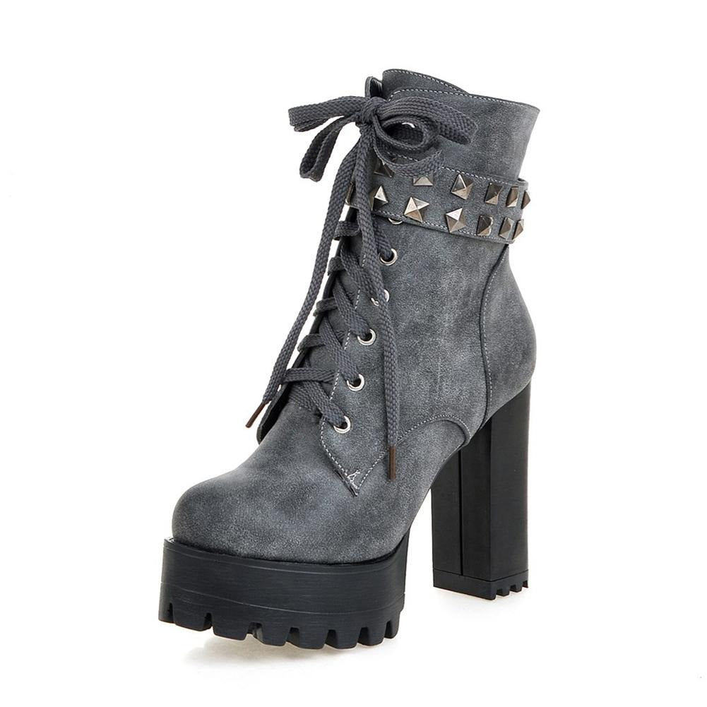 Cool Motorcycle Women's Boots / High Heels Winter Warm Boots in Rock Style