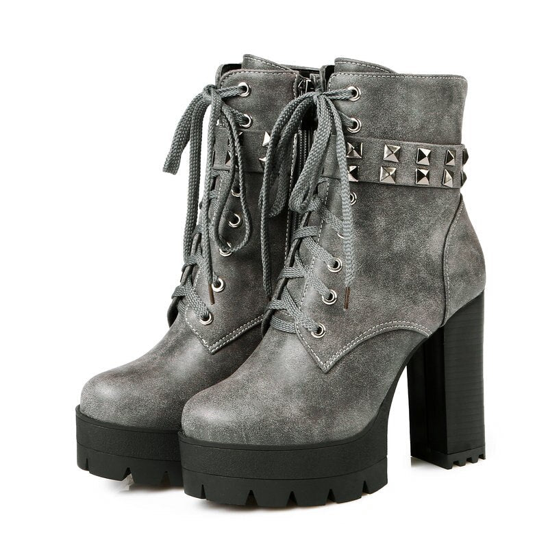 Cool Motorcycle Women's Boots / High Heels Winter Warm Boots in Rock Style
