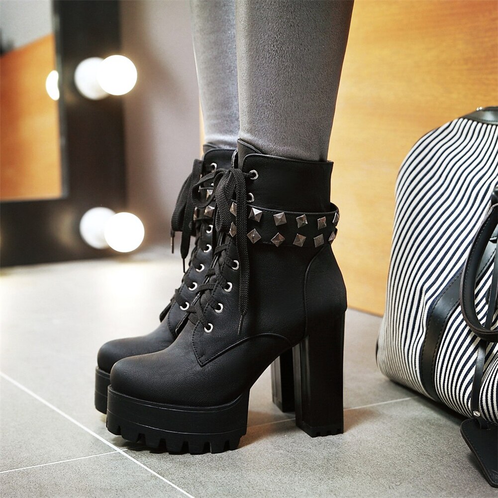 Cool Motorcycle Women's Boots / High Heels Winter Warm Boots in Rock Style