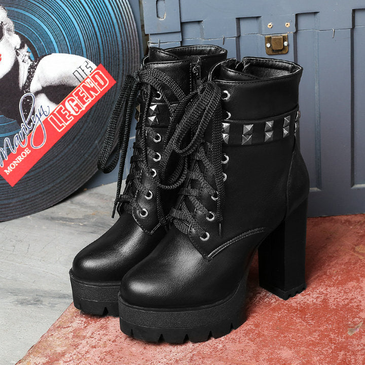 Cool Motorcycle Women's Boots / High Heels Winter Warm Boots in Rock Style